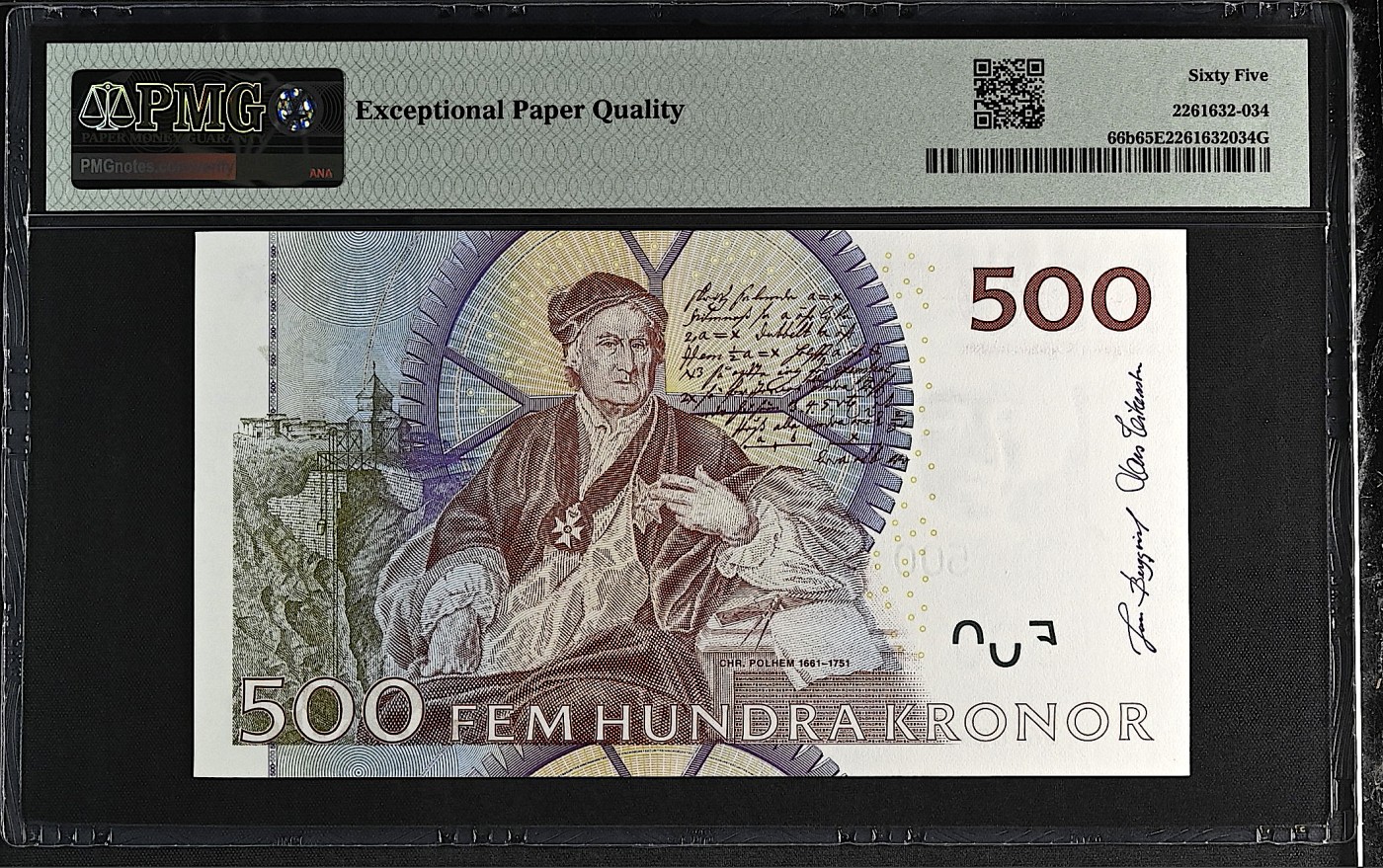 《张总收藏》146期-外币精品荟萃 瑞典500克朗 PMG65E 2003年 瑞典国王卡尔十一世 低评 剪壳裸币收藏首选 无4