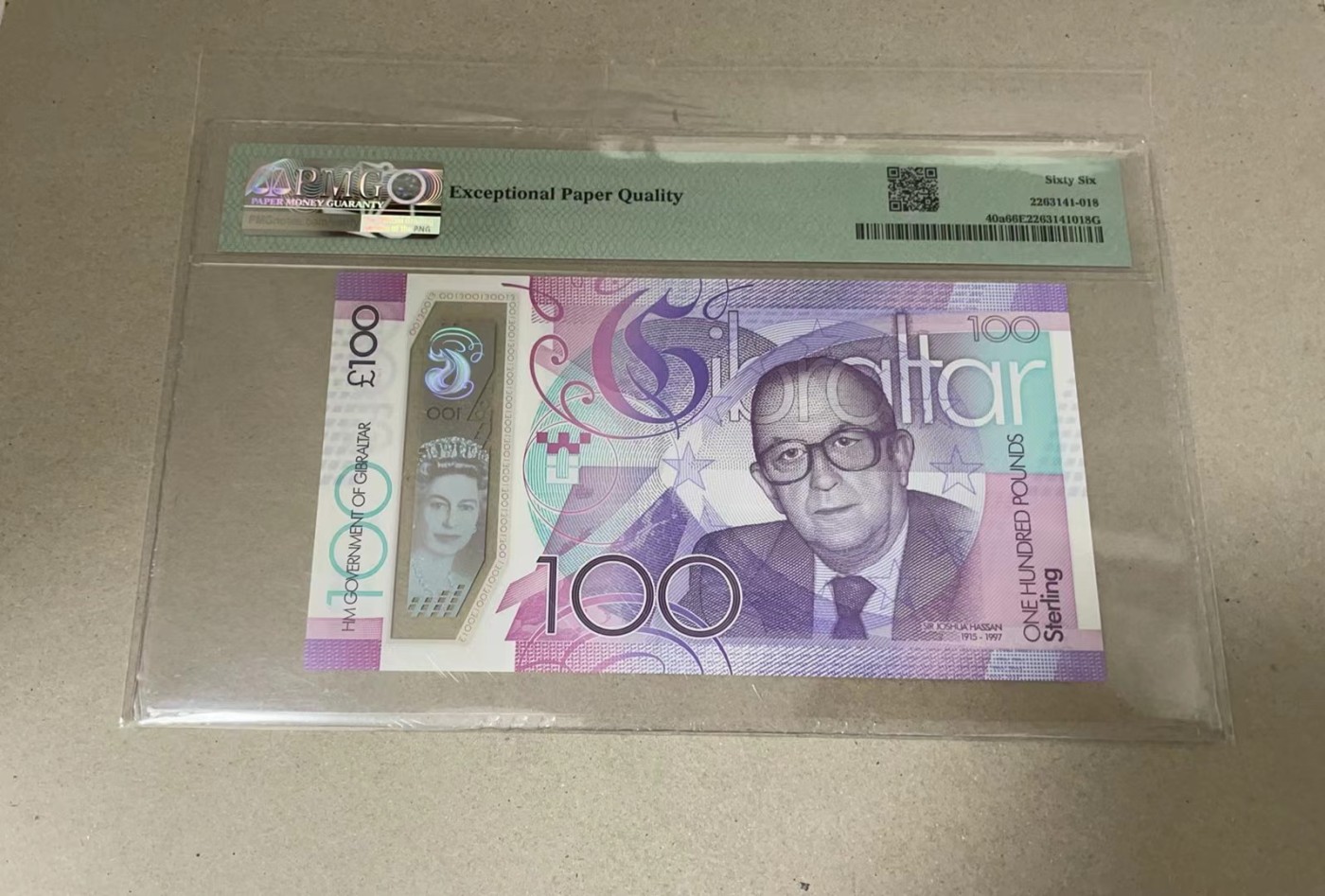 【Blue Auction】✨世界纸币精拍第464期【精】 【1881倒置号】直布罗陀 2017年100镑 PMG66EPQ 女王 纪念钞