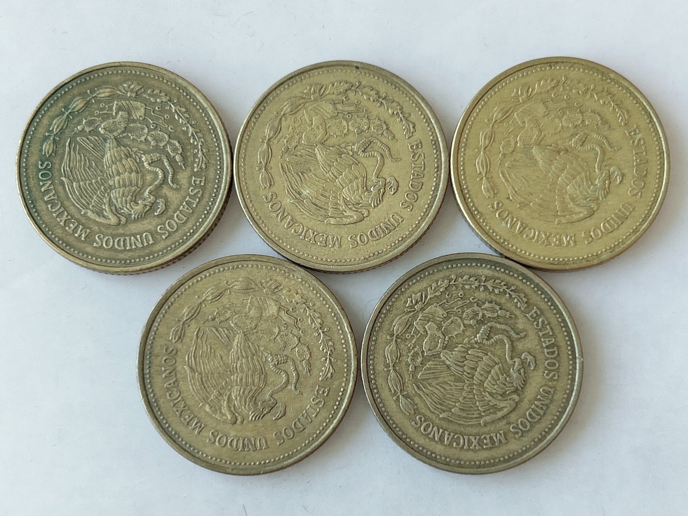 第一海外回流一元起拍收藏 散币专场 第82期 墨西哥1988/89年1000比索 5枚