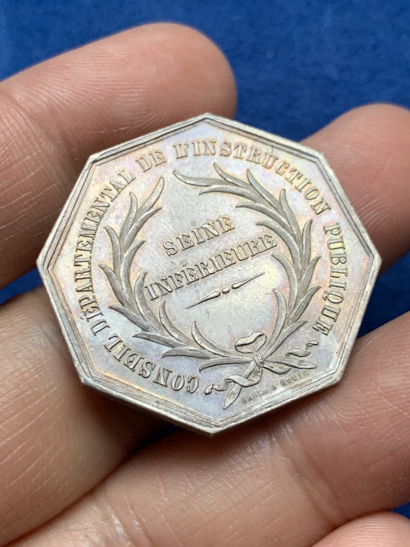 《竞宝斋》第262场-周日，周一，周二 3场连拍 (全场包邮) 法国八角银章，下塞纳省公共教育部委员会，玛丽安娜，13.48g，31.3mm，丰饶角边铭