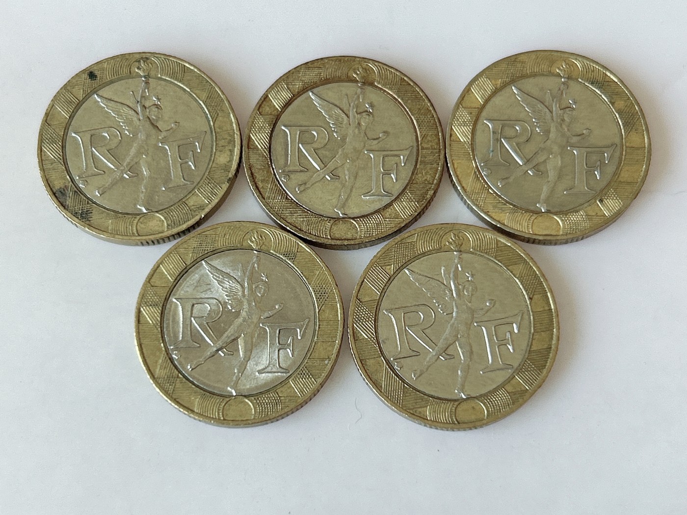 第一海外回流一元起拍收藏 散币专场 第82期 法国10法郎小天使双色币 5枚