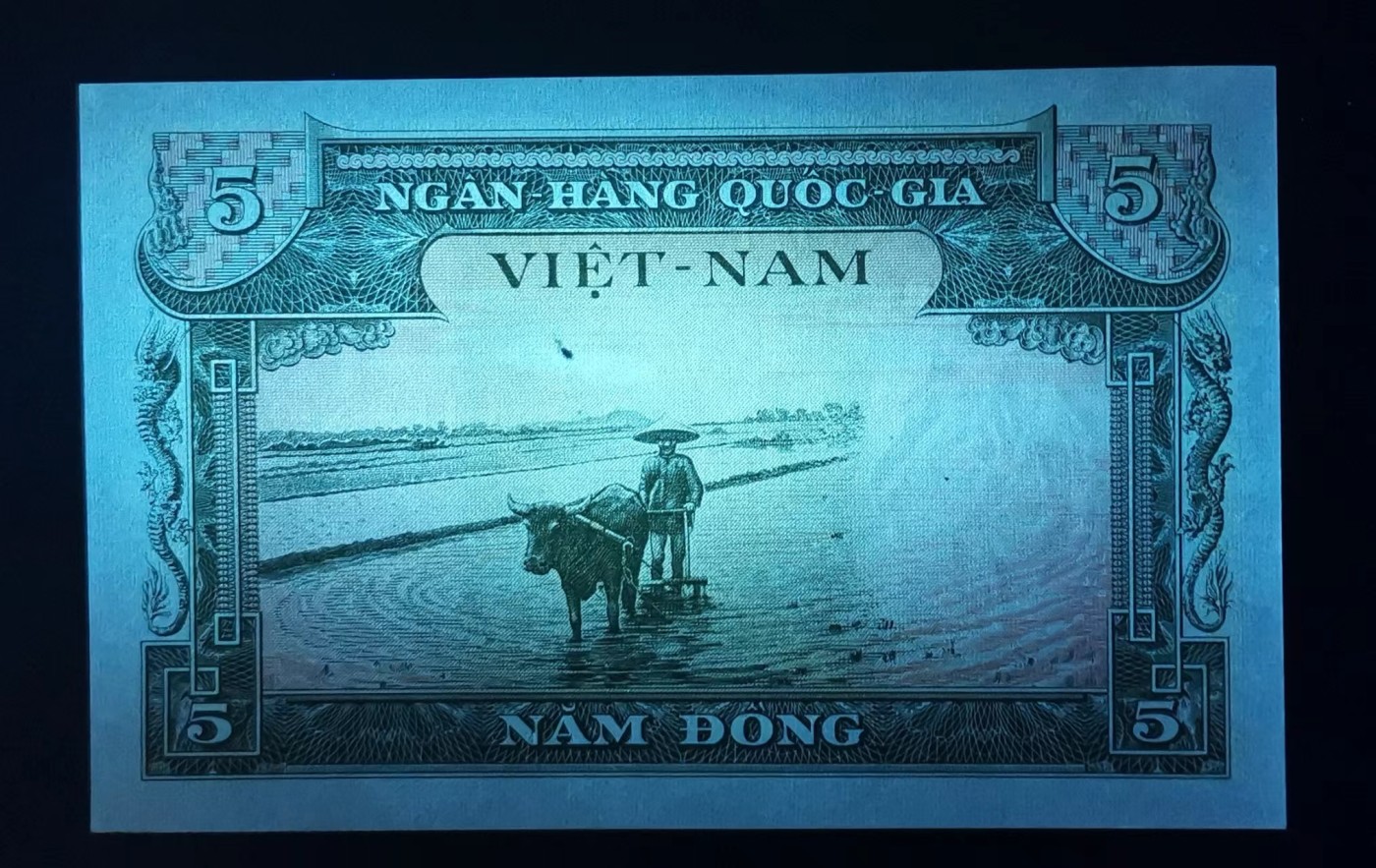 《张总收藏》146期-外币精品荟萃 (2张)南越1955年5盾&10盾UNC 纸币边缘轻微荧光反应 5盾背后一处拖墨点，10盾角不太尖，背后一处极小黄点