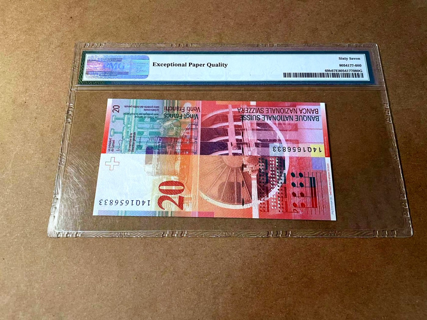 【Blue Auction】✨世界纸币精拍第464期【精】 【无47】瑞士 2014年20法郎 PMG67EPQ 高分