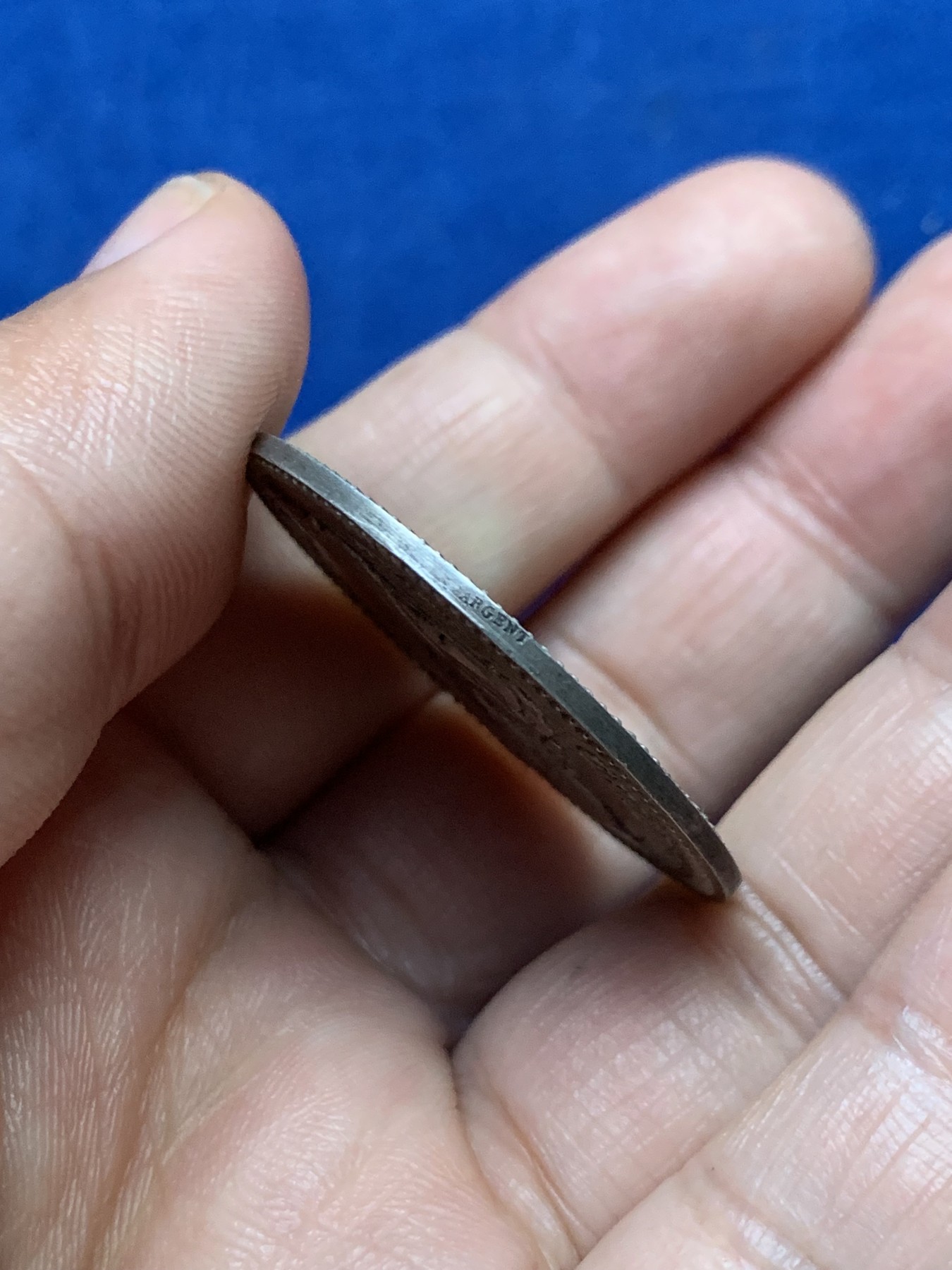 《竞宝斋》第262场-周日，周一，周二 3场连拍 (全场包邮) 法国里昂民用医院银质代币，21.39g，36.2mm，丰饶角2ARGENT银标，含银0.800