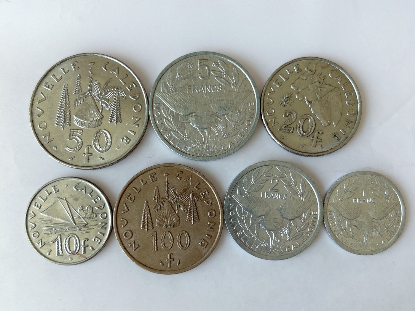 第一海外回流一元起拍收藏 散币专场 第82期 法属新喀里多尼亚1法郎-100法郎7枚