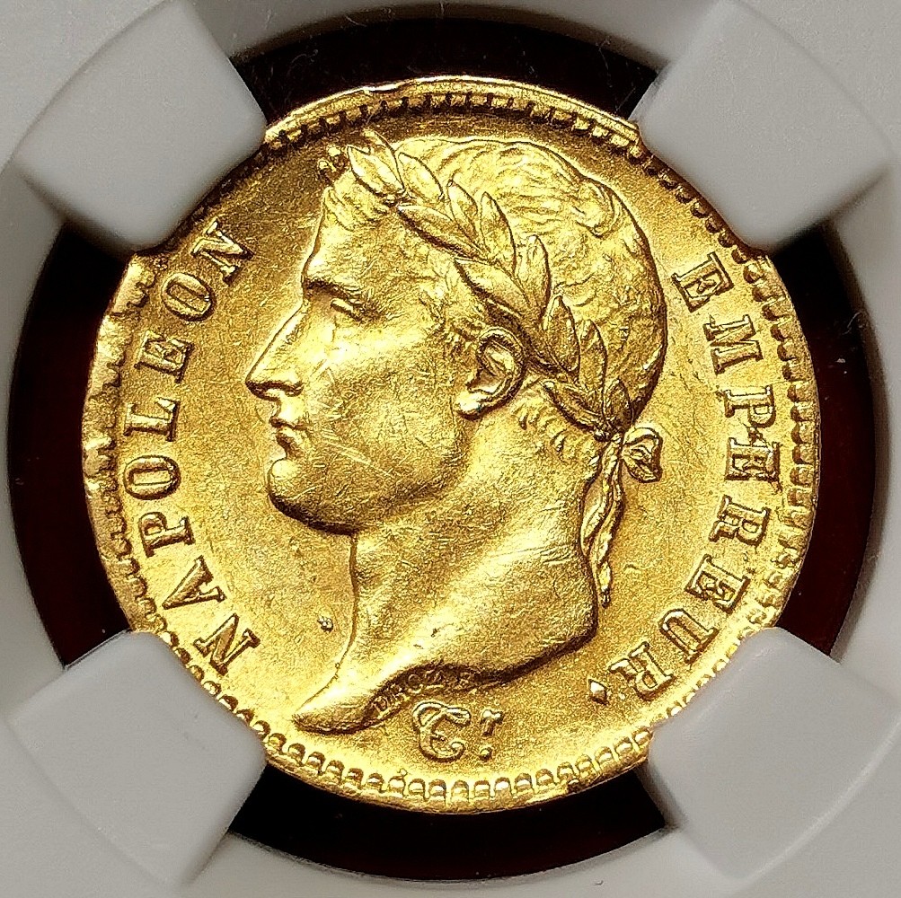 凡希社世界钱币微拍第二百六十六期 1812A法国拿破仑桂冠像20法郎金币NGC-AU58，金色明亮纯正！