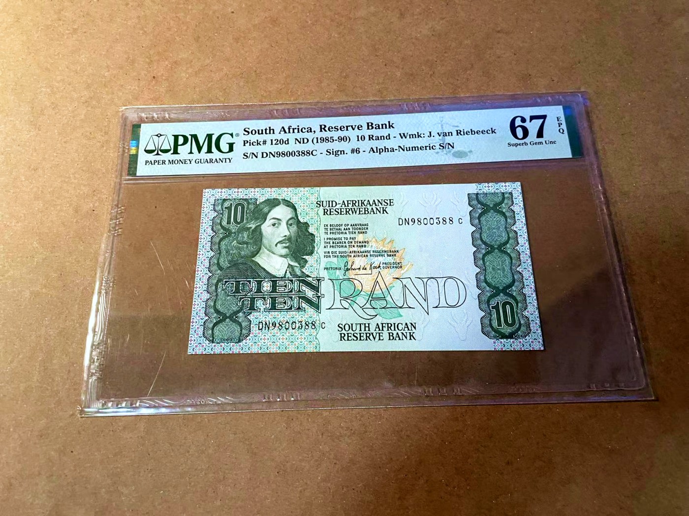 【Blue Auction】✨世界纸币精拍第464期【精】 【88尾无47】南非 1985-90年10兰特 PMG67EPQ 高分