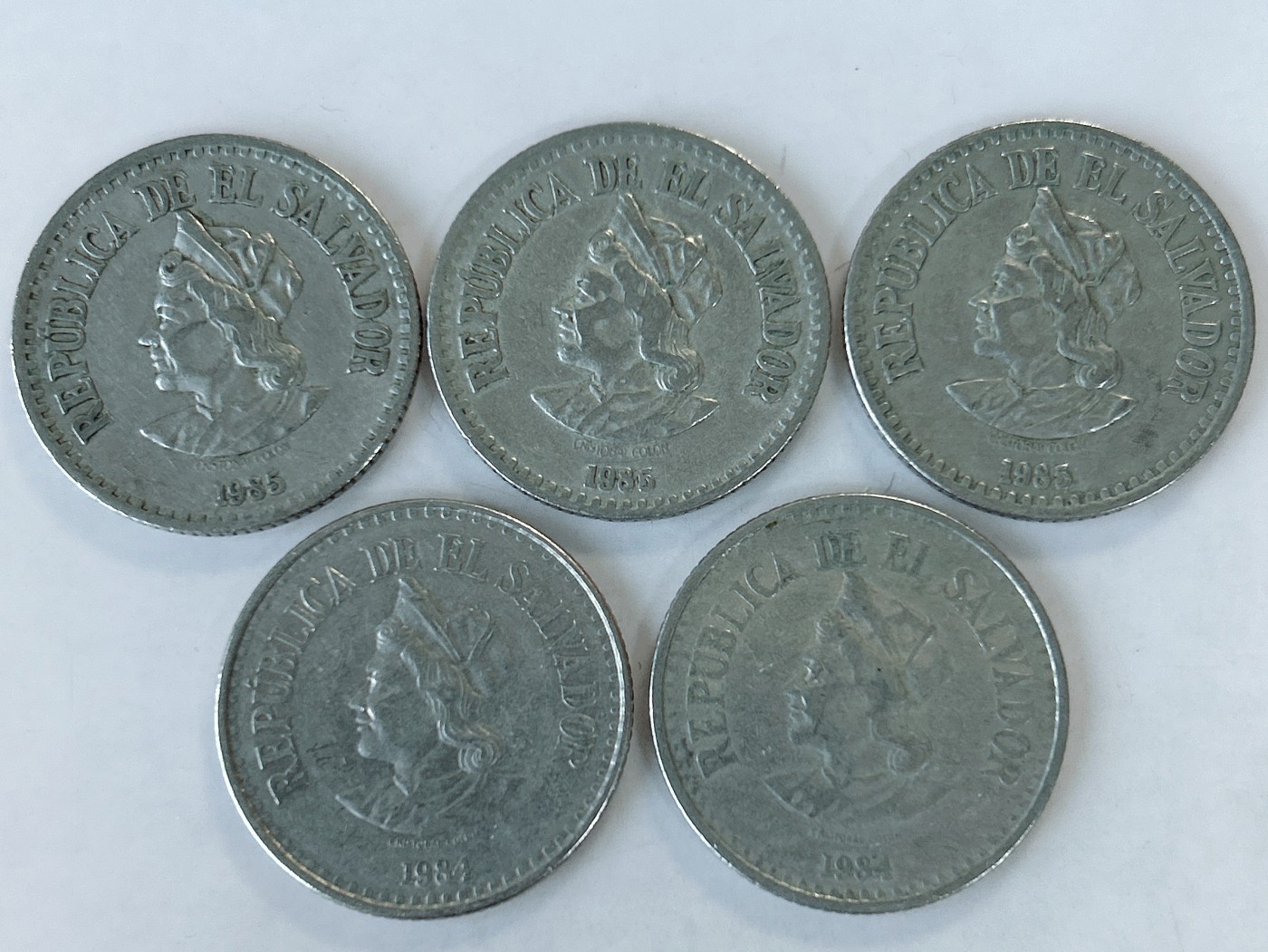 第一海外回流一元起拍收藏 散币专场 第82期 萨尔瓦多80年代1科朗 5枚