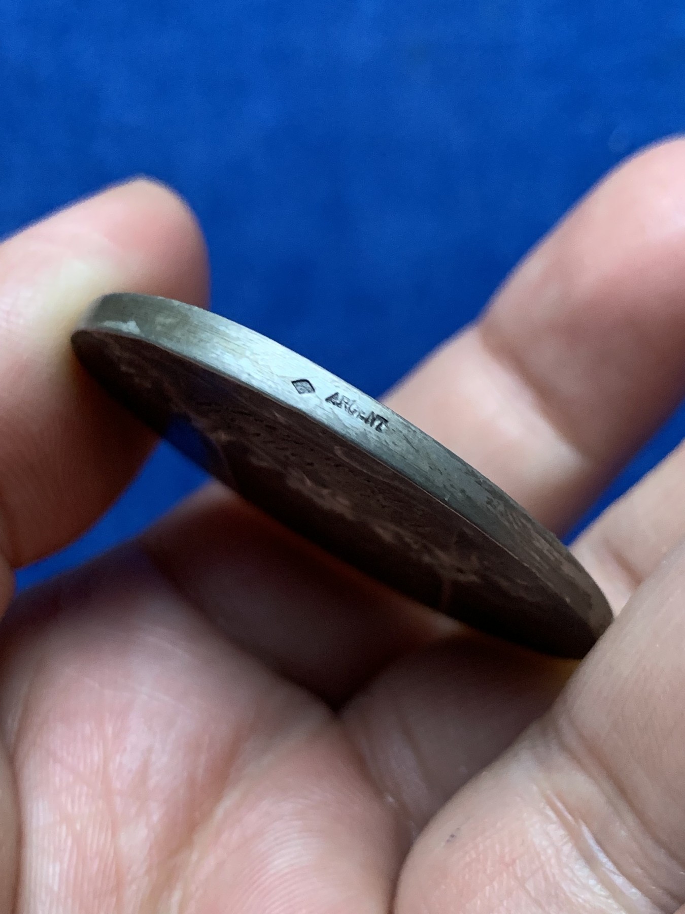 《竞宝斋》第262场-周日，周一，周二 3场连拍 (全场包邮) 法国勒阿弗尔市银质奖章，32.73g，41mm，边铭：菱形+argent