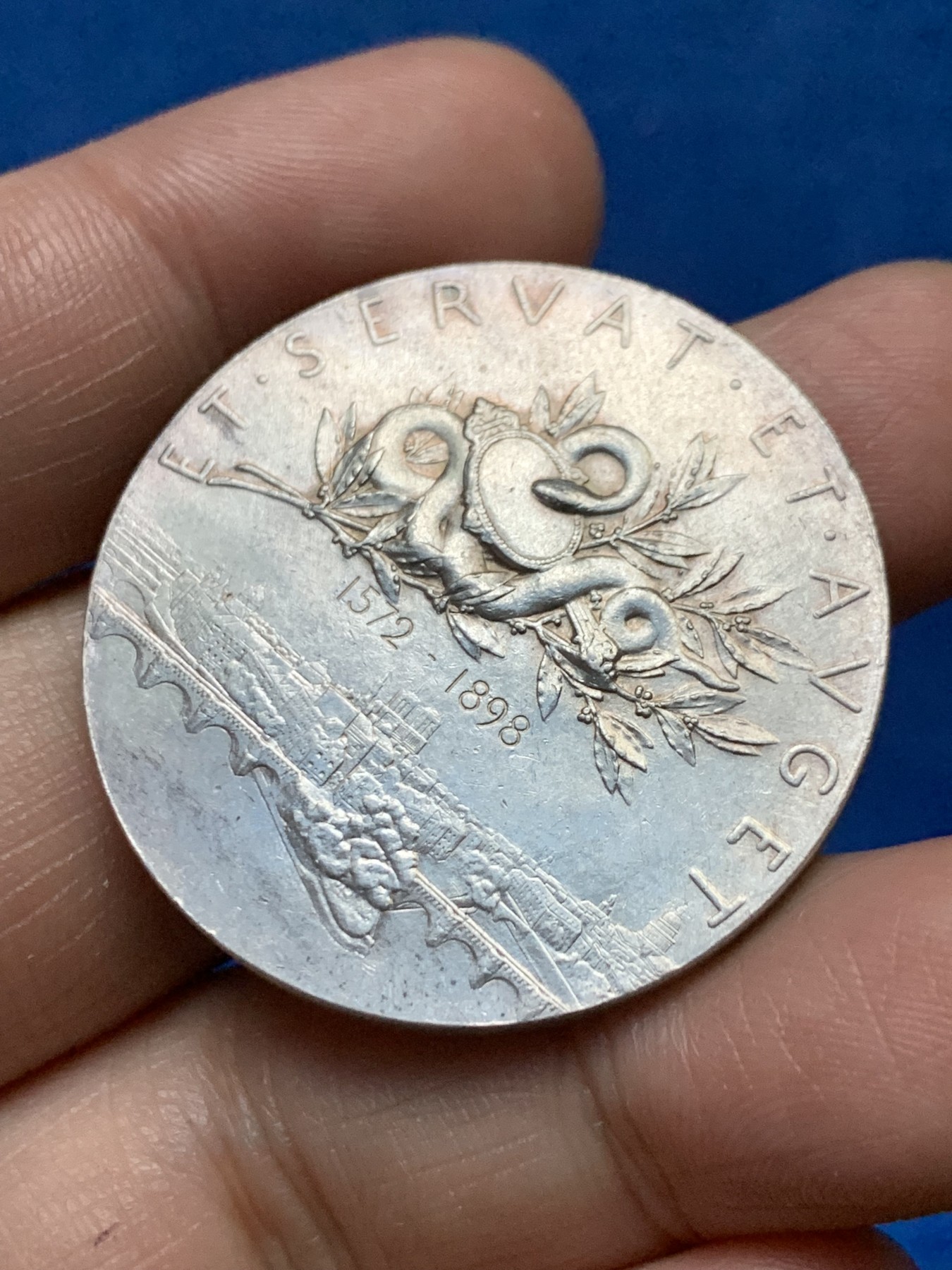 《竞宝斋》第262场-周日，周一，周二 3场连拍 (全场包邮) 法国O.Roty 巴黎证券股票经纪人银质代币，细节丰富，20.37g，37mm，丰饶角边铭