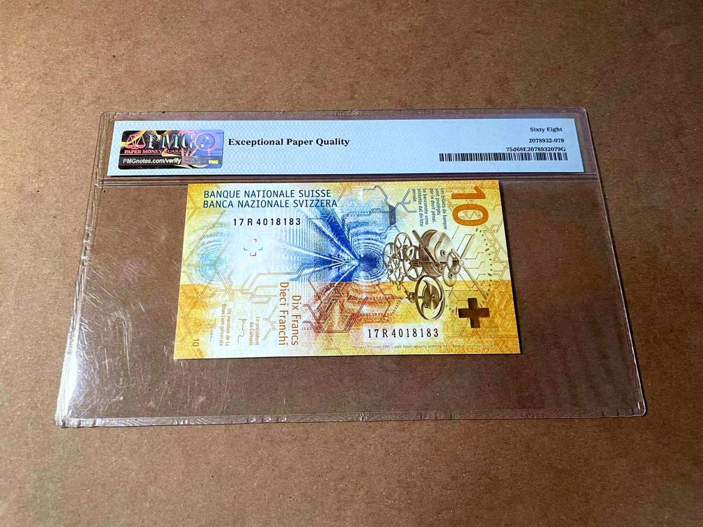 【Blue Auction】✨世界纸币精拍第464期【精】  瑞士 2017年10法郎 PMG68EPQ 高分