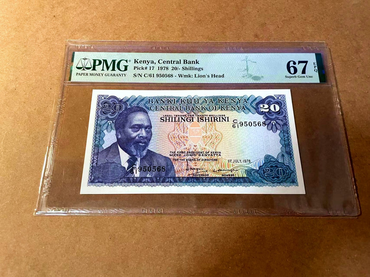 【Blue Auction】✨世界纸币精拍第464期【精】 【无47】肯尼亚 1978年20先令 PMG67EPQ 高分