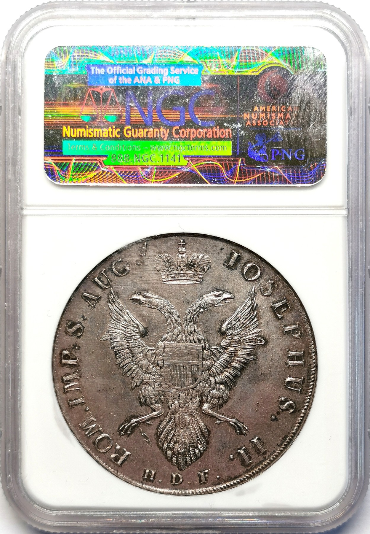 凡希社世界钱币微拍第二百六十六期 稀！1776HDF帝国自由市吕贝克圣约翰与羔羊泰勒大银NGC-MS63，欧陆铁灰包浆，色调深沉，一年型，神罗治下的北欧商业中心铸造的大型泰勒，设计精美，铸量稀少，值得入藏！