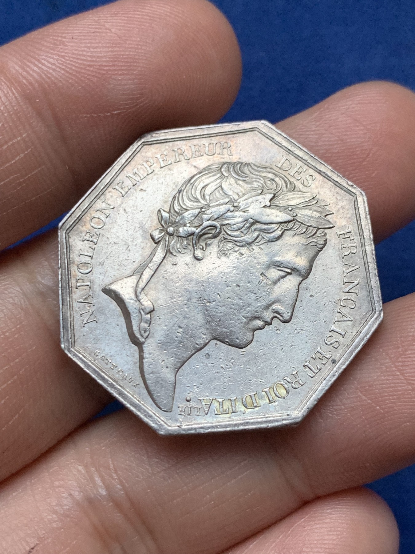 《竞宝斋》第262场-周日，周一，周二 3场连拍 (全场包邮) 法国1807年拿破仑波尔多商会八角银质jeton，15.66g，31.5mm，早期无边铭