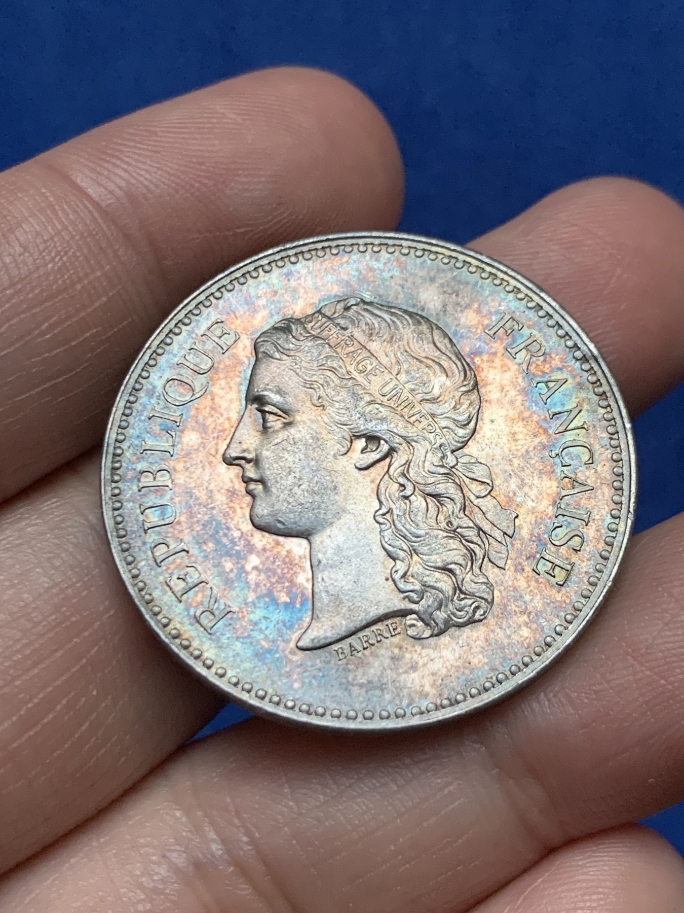 《竞宝斋》第262场-周日，周一，周二 3场连拍 (全场包邮) 法国国家制造业财务银质jeton，15.90g，33.8mm，丰饶角边铭