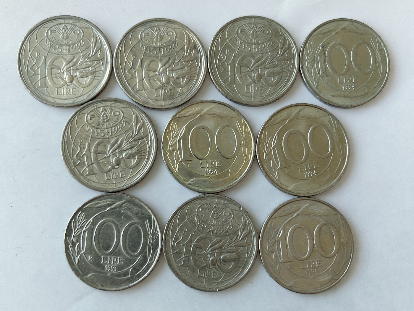 第一海外回流一元起拍收藏 散币专场 第82期 意大利100里拉 2个版本 10枚