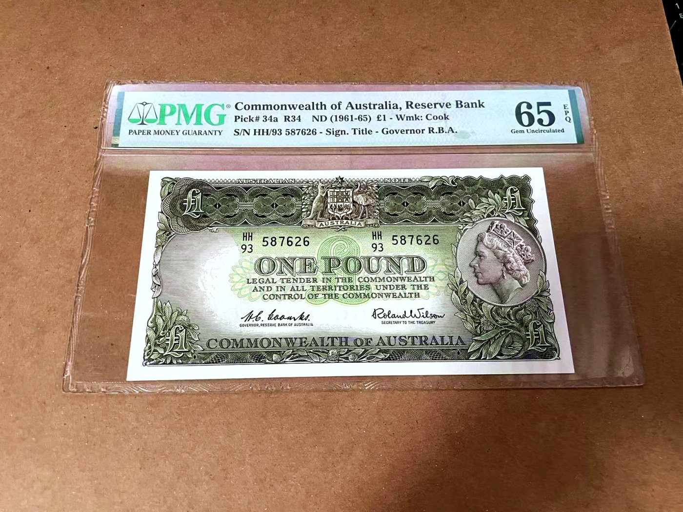 【Blue Auction】✨世界纸币精拍第464期【精】 澳大利亚 1961-65年1镑 石膏版女王 PMG65EPQ 绝品