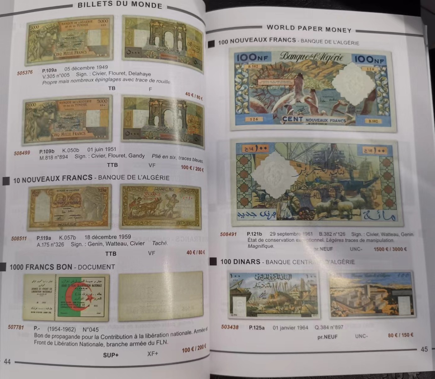 《张总收藏》146期-外币精品荟萃 (Live Auction法国cgb.fr印刷，原装进口9.5成新)法属纸币目录2024年4月最新版 非常专业