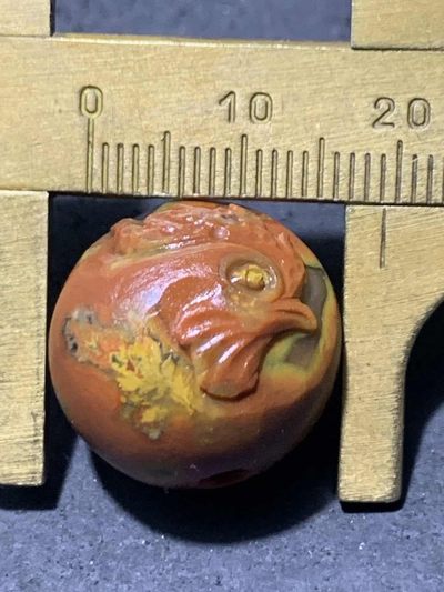 精美亚光冰飘战国红玛瑙手工俏色巧雕刻雄鸡珠子一颗 精美亚光冰飘战国红玛瑙手工俏色巧雕刻雄鸡珠子一颗