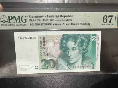 《外钞收藏家》第三百六十二期 - 1993年德国20马克 PMG67 无47尾8