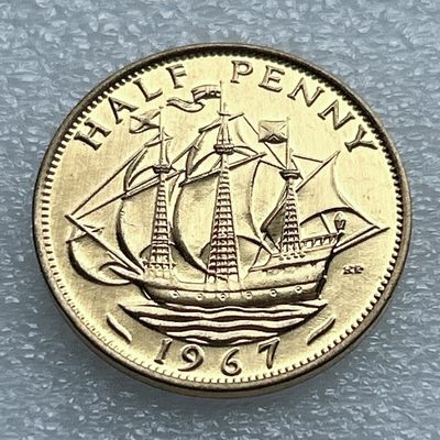 海外回流1元起拍小铺 各国钱币散币场 第11期 - 英国1967年半便士镀金币