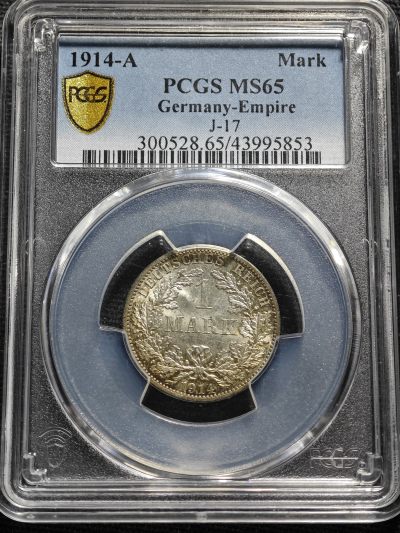 【德藏】世界币章拍卖第76期 (全场顺丰包邮) - 1914年 德国1马克银币 PCGS MS65