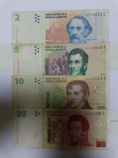 【20230423】非全新纸币第131场 - 阿根廷4张纸币小全套