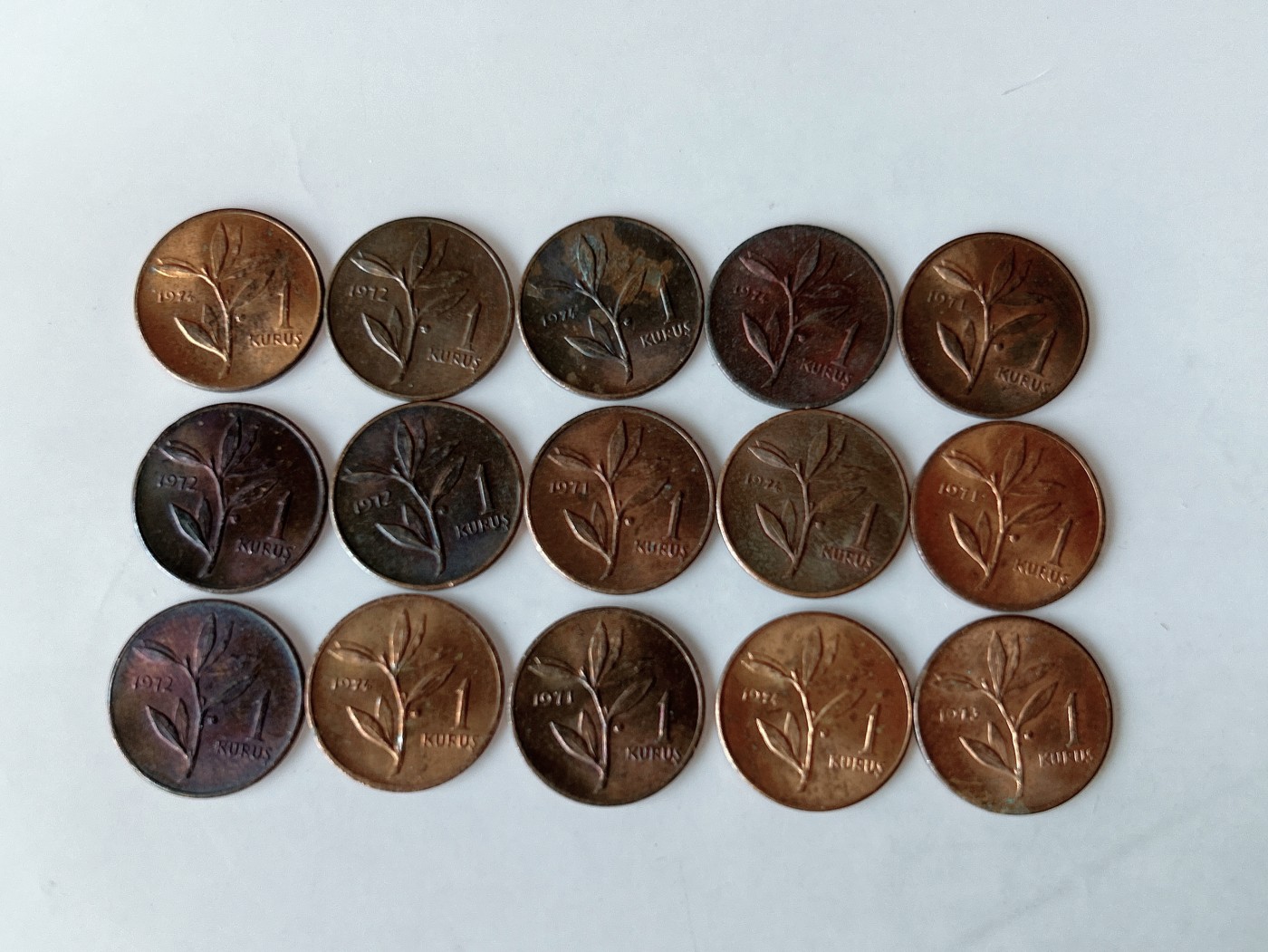 第一海外回流一元起拍收藏 散币专场 第83期 土耳其1库鲁铜币 15枚