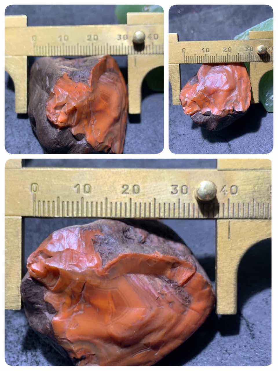 精美开口铁皮柿子红南红玛瑙原石一颗
