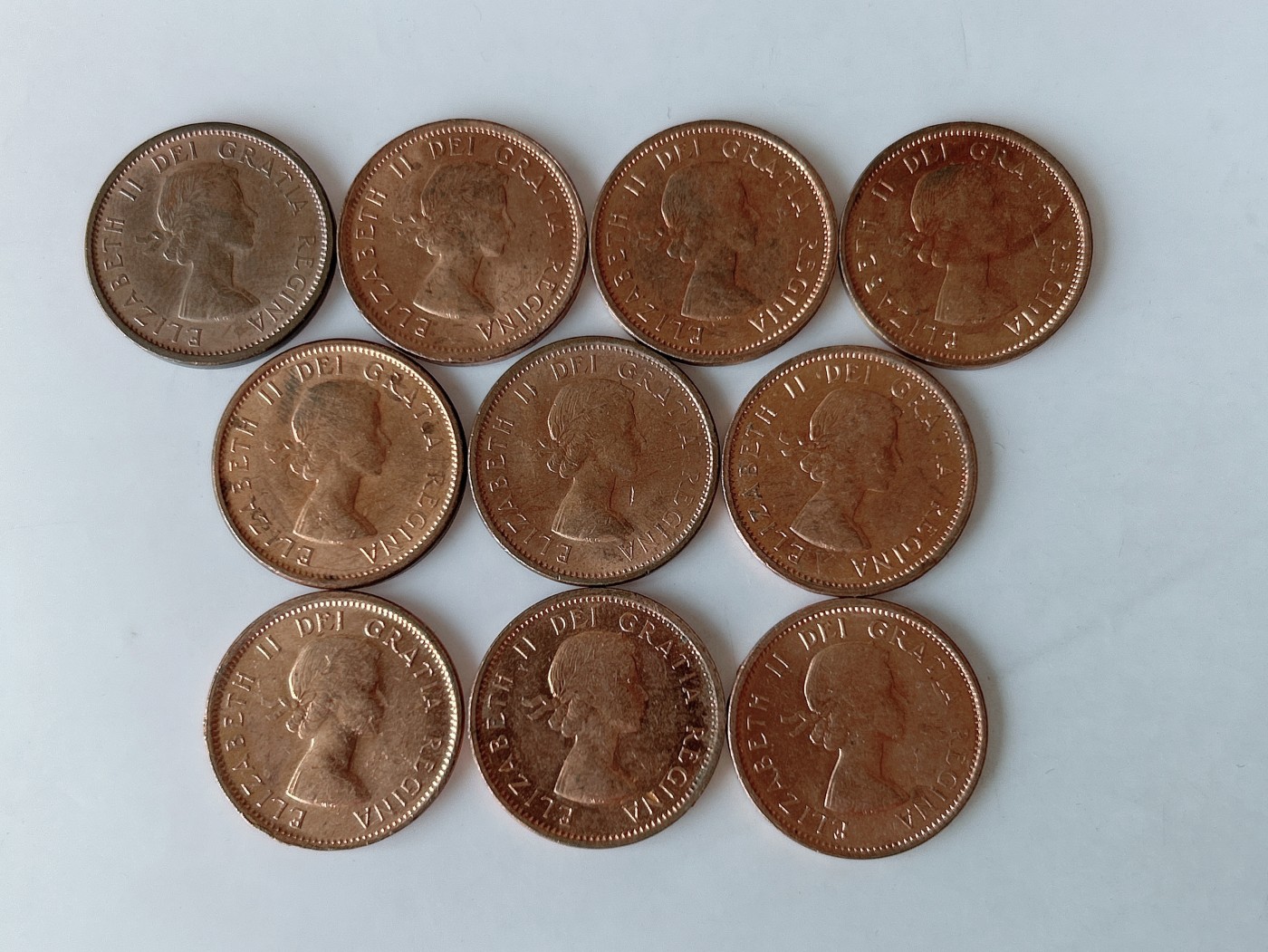 第一海外回流一元起拍收藏 散币专场 第83期 加拿大60年代1分铜币 青年女王版 10枚