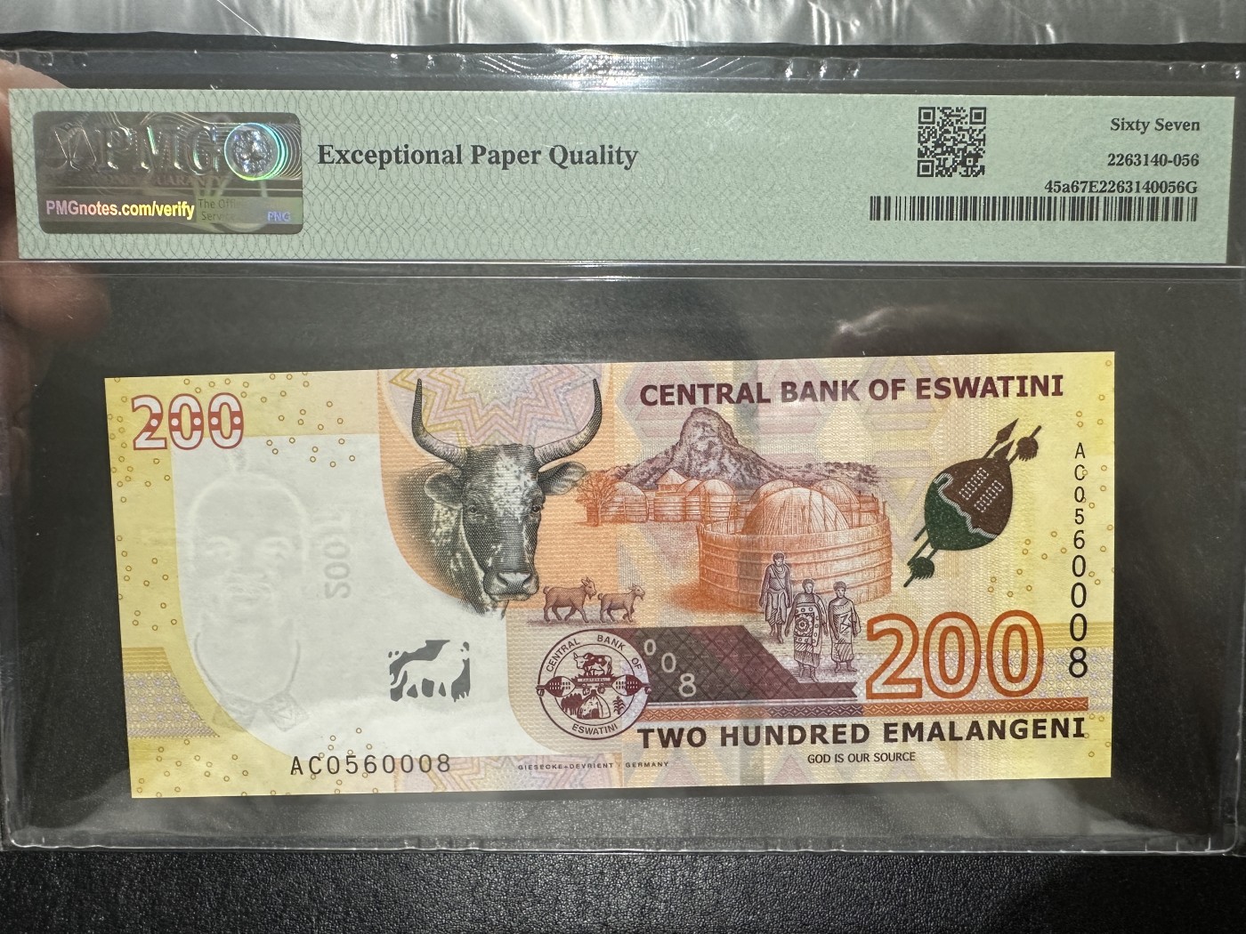 《外钞收藏家》第三百六十二期 2018年斯瓦蒂妮200 PMG67 无47尾8