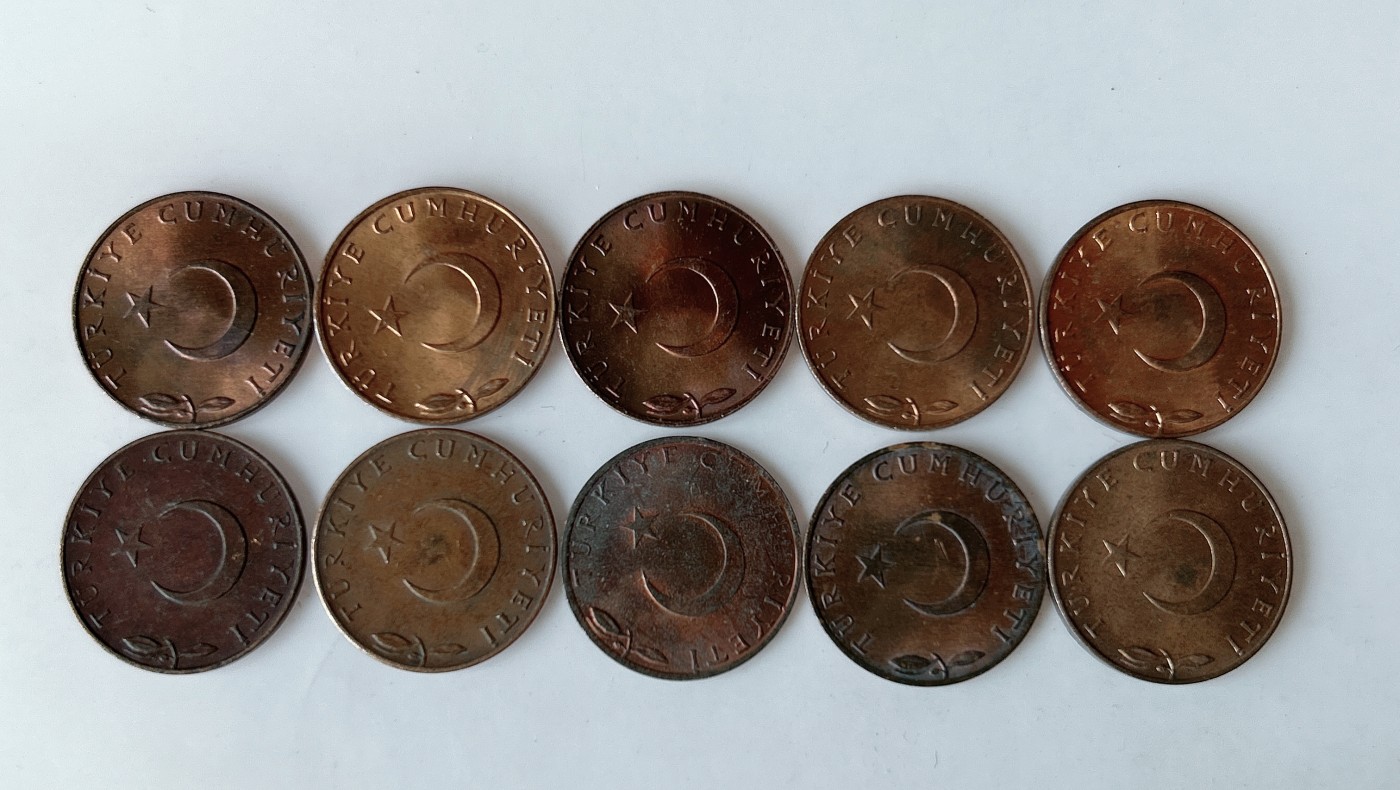 第一海外回流一元起拍收藏 散币专场 第83期 土耳其5库鲁铜币 10枚