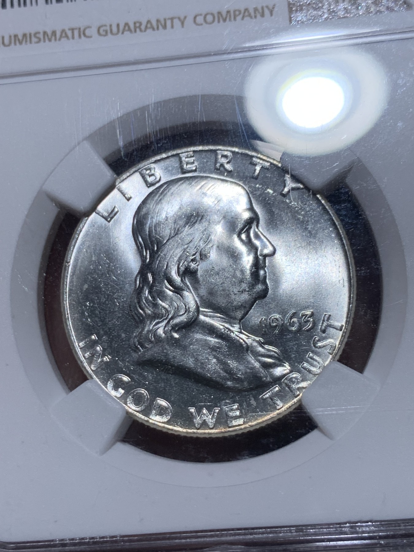 《竞宝斋》第260场-周日，周一，周二 3场连拍 (全场包邮) NGC MS64 美国1963年富兰克林华盛顿大笨钟50分银币