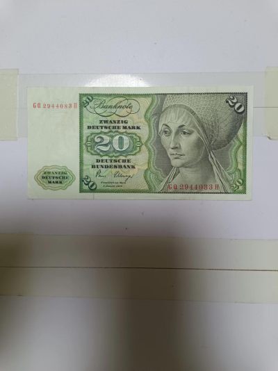 【20230423】非全新纸币第131场 - 西德1980年20马克，无针孔和裂缝，好品。