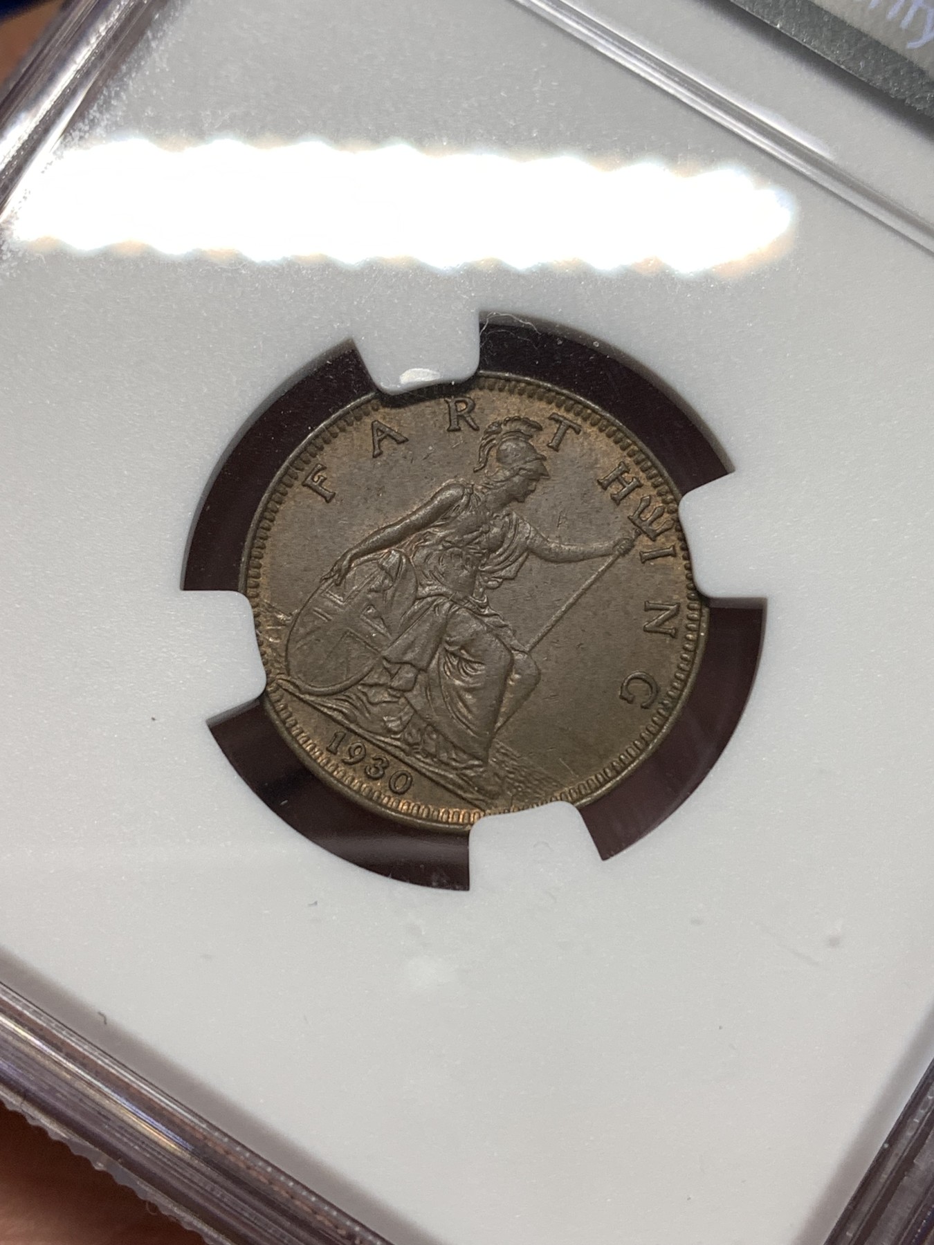 《竞宝斋》第260场-周日，周一，周二 3场连拍 (全场包邮) NGC MS64BN 英国1930年乔五1法新铜币