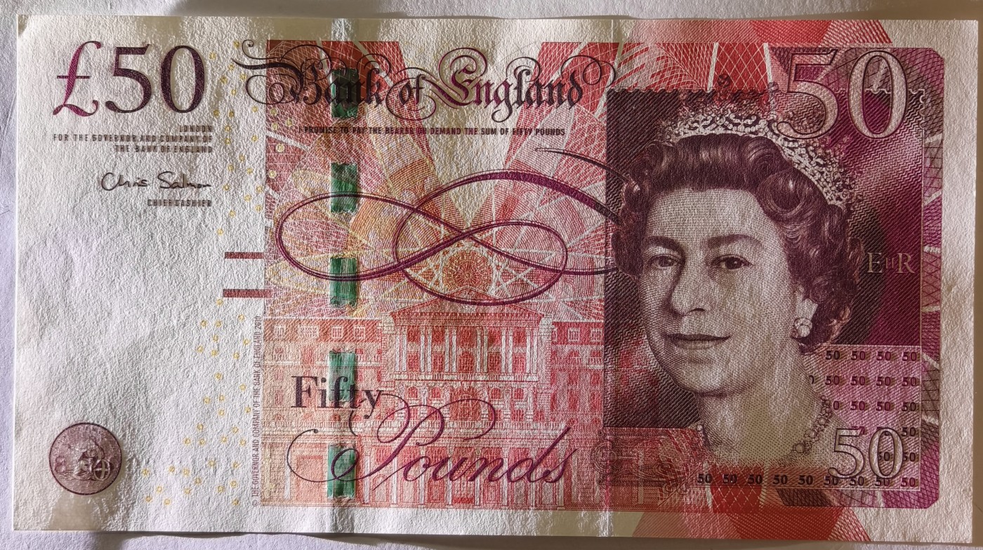 紫瑗钱币——第341期拍卖——纸币场 【尾18】英国2010年 F序列 工程师瓦特(蒸汽机发明者)和其推广合作者博尔顿 50镑 UNC