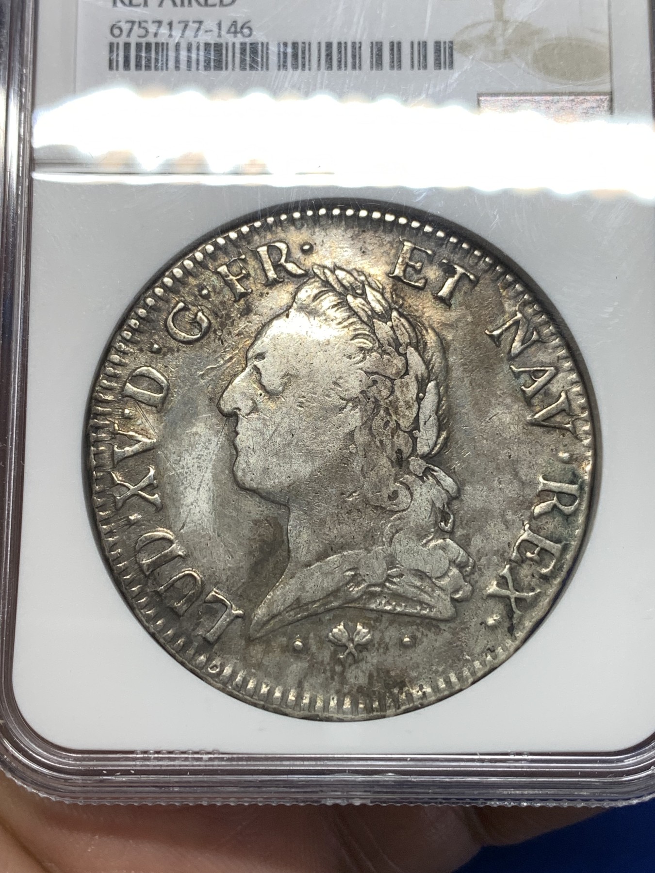 《竞宝斋》第260场-周日，周一，周二 3场连拍 (全场包邮) NGC VFD 法国1773年路易十五埃居大银币