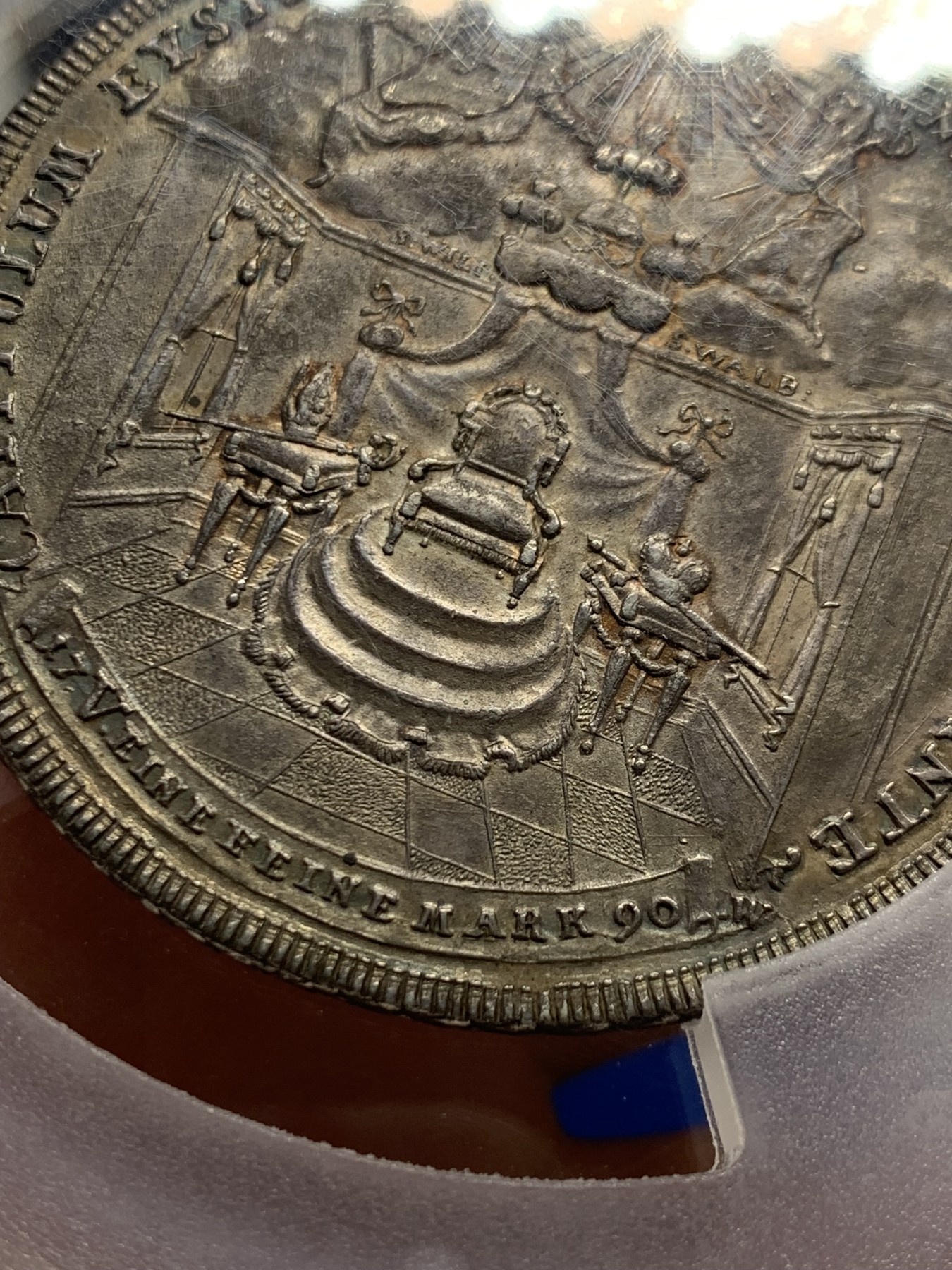 《竞宝斋》第260场-周日，周一，周二 3场连拍 (全场包邮) PCGS MS62 德国 1790 艾希施塔特教宗缺位2泰勒 56克德大银币 宗教色彩浓郁的一枚钱币，全知之眼与世界之树，大规格2T，自然深彩包浆 比白币上分更为难得