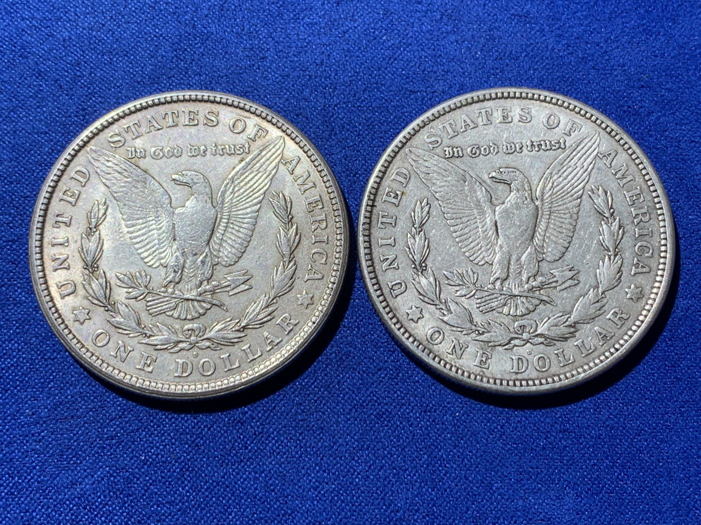 《竞宝斋》第260场-周日，周一，周二 3场连拍 (全场包邮) 两枚一组 美国1921年摩根银币 原味品