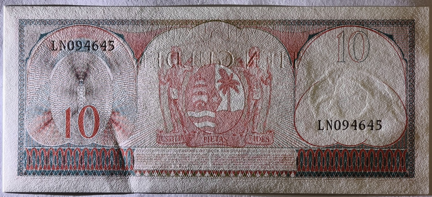 紫瑗钱币——第357期拍卖—— 纸币场 苏里南 1963年 土著妇女 10盾 绝品 UNC