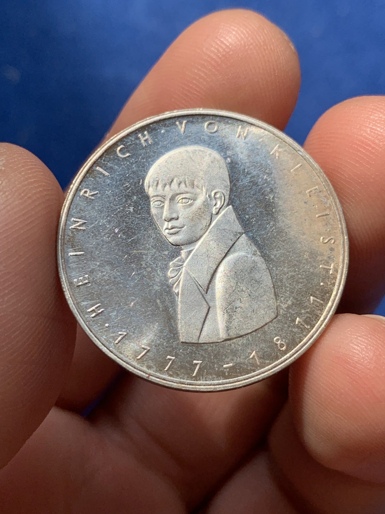 《竞宝斋》第260场-周日，周一，周二 3场连拍 (全场包邮) 西德1977年5马克精制纪念银币