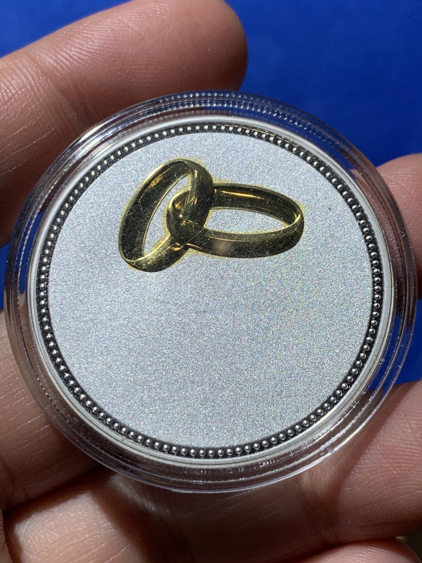 《竞宝斋》第260场-周日，周一，周二 3场连拍 (全场包邮) 缔结良缘银质纪念章 约30.3克 密度约10.4