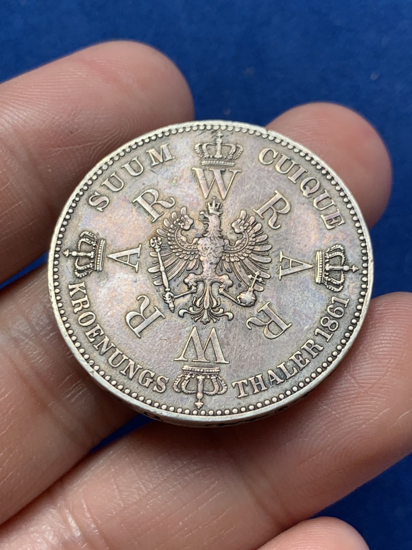 《竞宝斋》第260场-周日，周一，周二 3场连拍 (全场包邮) 德国1861年普鲁士 威廉一世登基 毛衣1泰勒银币