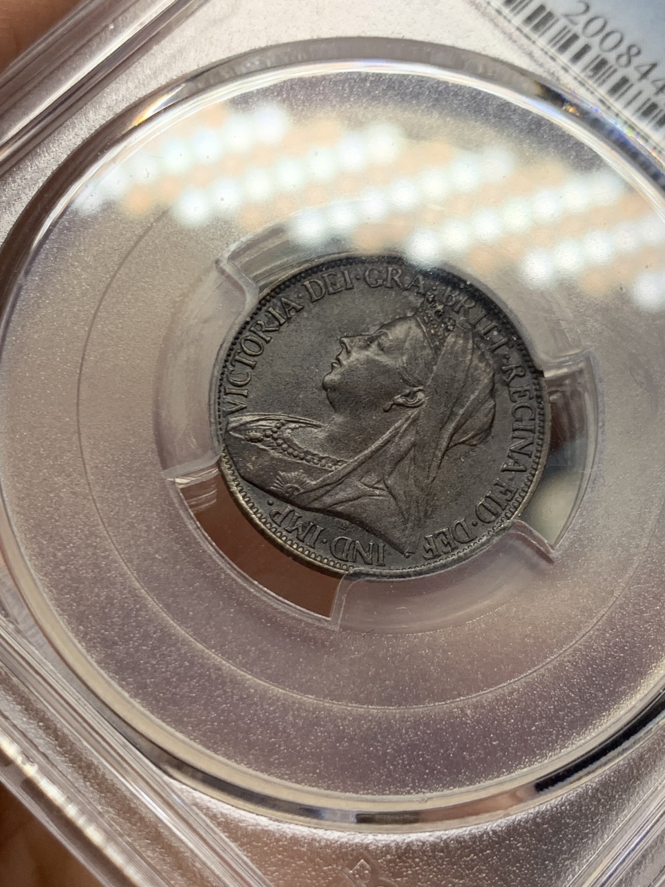 《竞宝斋》第260场-周日，周一，周二 3场连拍 (全场包邮) PCGS MS63 英国1901年维多利亚披纱1法新铜币