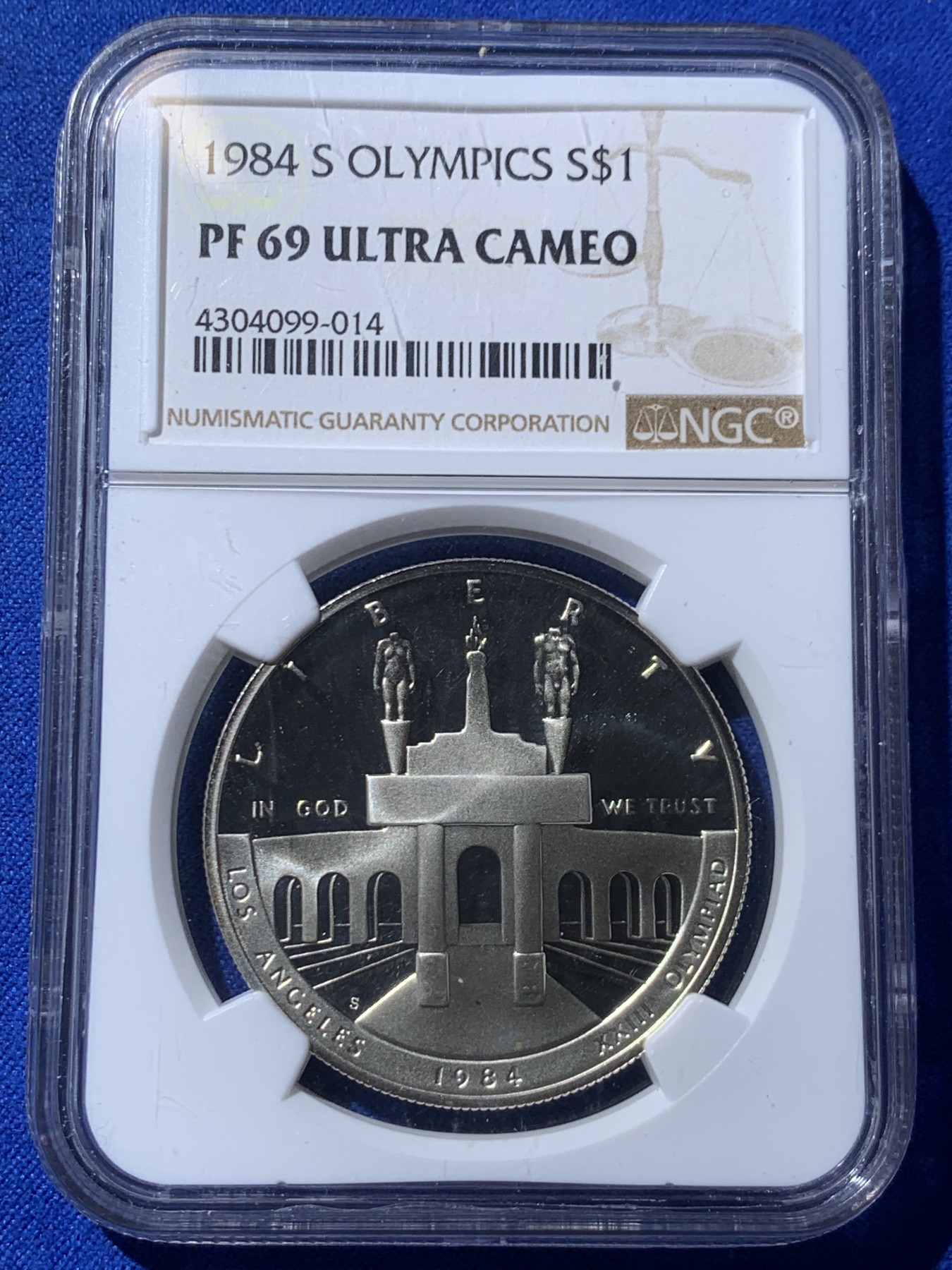 《竞宝斋》第260场-周日，周一，周二 3场连拍 (全场包邮) NGC PF69UC 美国1984年S版奥运1美元大银币
