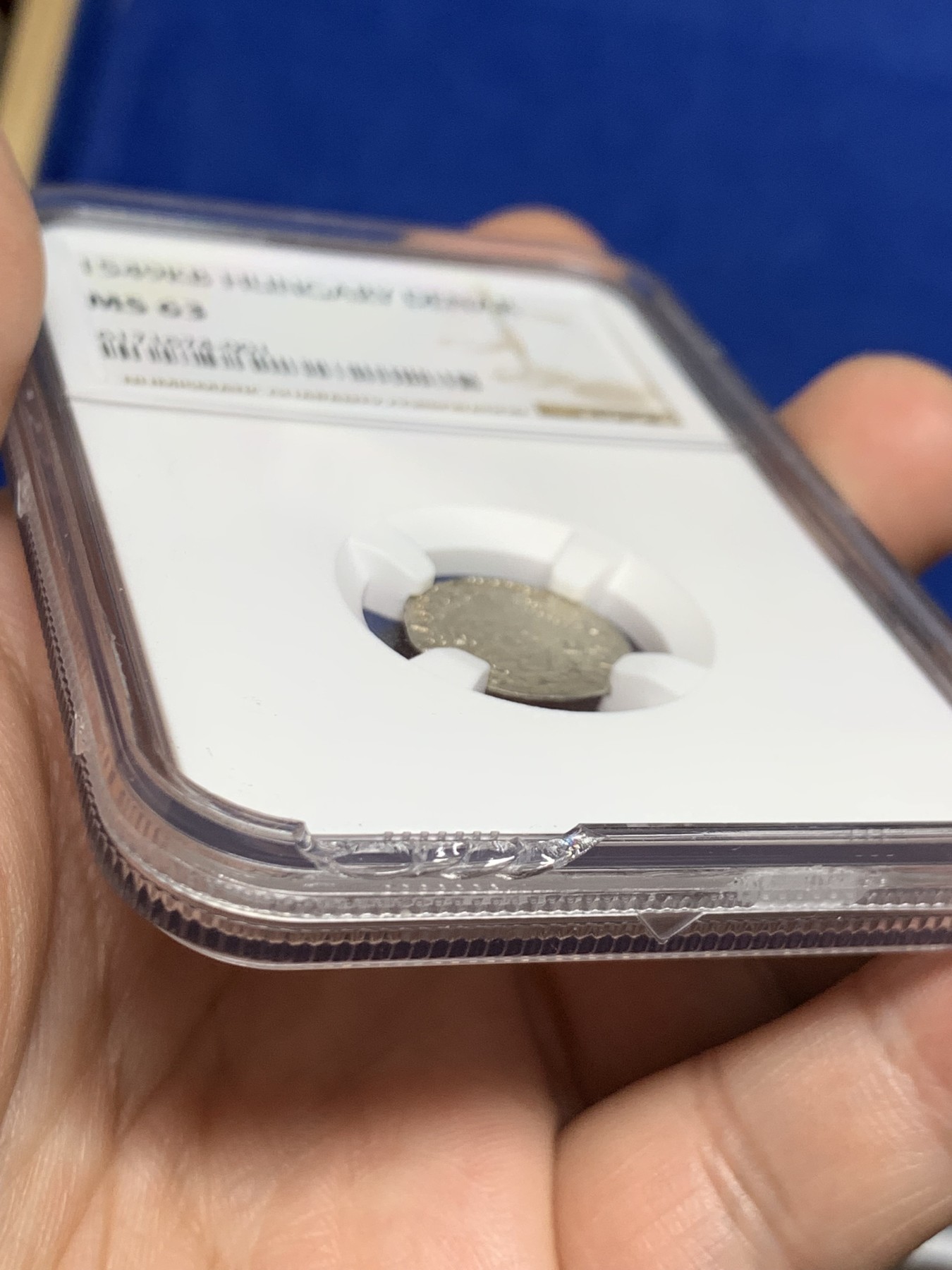 《竞宝斋》第260场-周日，周一，周二 3场连拍 (全场包邮) NGC MS63 神罗匈牙利1549年圣母抱婴1第纳尔 小银币 打制精美 打制币能出ms属实难得 盒子下沿有磕