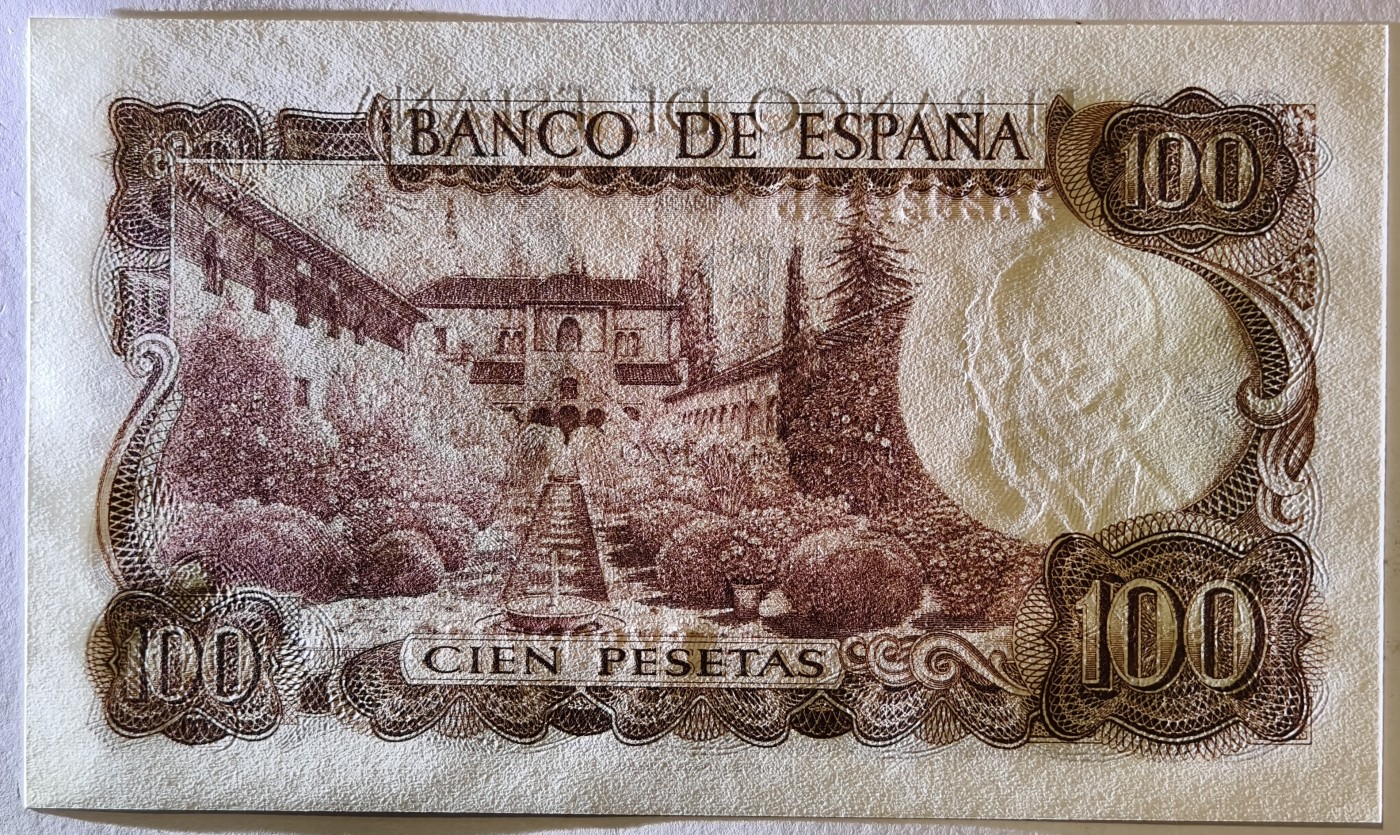 紫瑗钱币——第341期拍卖——纸币场 西班牙 1970(1974)年 曼努埃尔·德法拉 100比塞塔 UNC (P-152a)