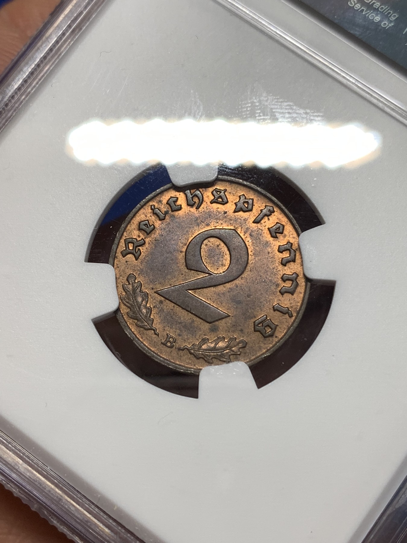 《竞宝斋》第260场-周日，周一，周二 3场连拍 (全场包邮) NGC MS63RB 1939B德国2芬尼