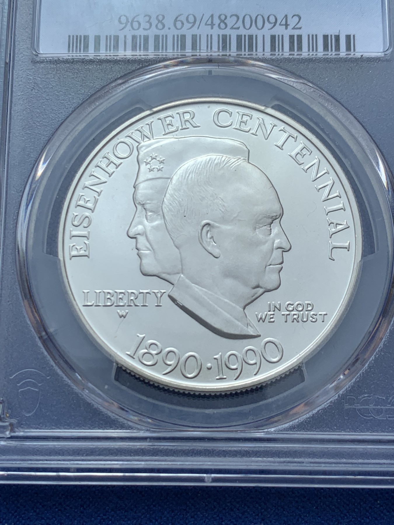 《竞宝斋》第260场-周日，周一，周二 3场连拍 (全场包邮) PCGS MS69 美国1990年W版艾森豪威尔1美元大银币