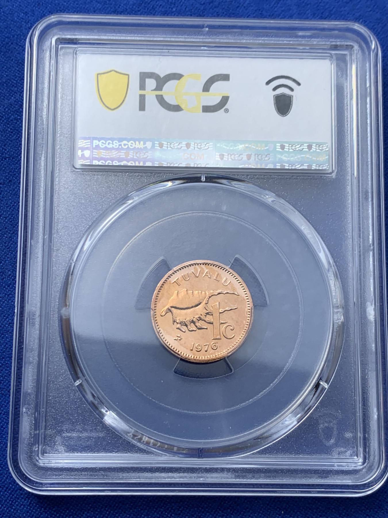 《竞宝斋》第260场-周日，周一，周二 3场连拍 (全场包邮) PCGS金盾 PR68 图瓦卢黄瑶鱼1976年1分精制铜币